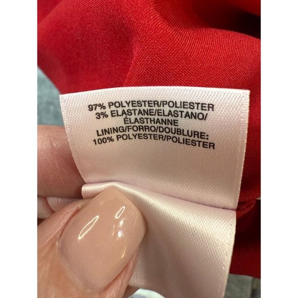 Kasper Sheath Dress Women's 10 Red Lined Stretch Round Neck Sleeveless Back Zip - Picture 6 of 8